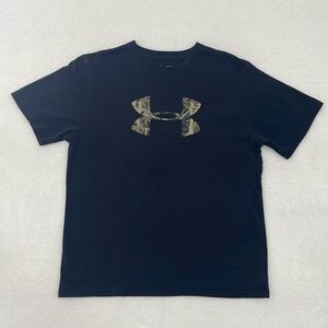 Under Armour Camo Logo Tee Shirt Black, Mens XL